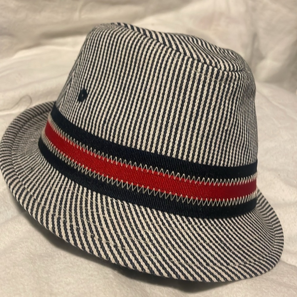 Toddler Nautical Stripe Fedora.  One-Size | Colors: Blue, White, and Red